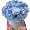 Blue tie-dyed artificial rose bouquet, perfume, scented artificial flower, lotus cultural and creative, Christmas hand-crocheted flower Item Picture